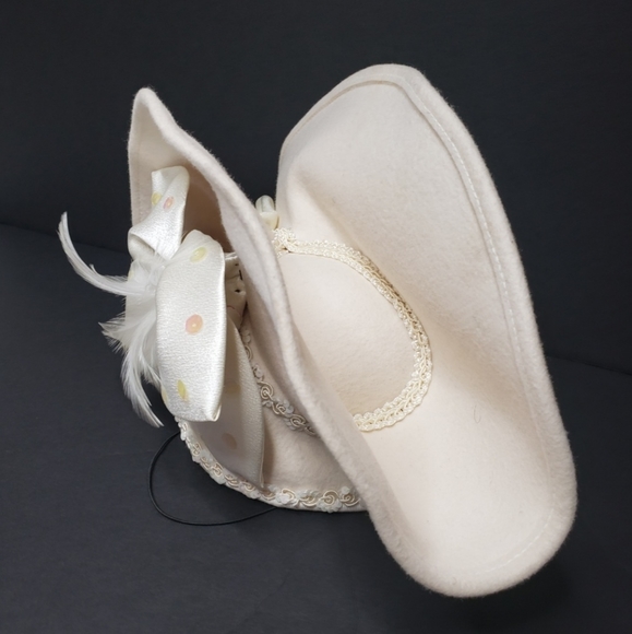Vintage wool derby cream church hat main image 12